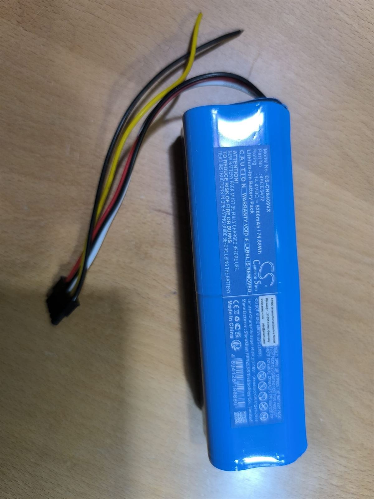 BATERIA ASPIRADOR ROBOT CECOTEC, ALTERNATIVA, 14,4 v, 5200 miliamperes, LI-ION, 132x38x37 mm, X573124 - Imagen 1