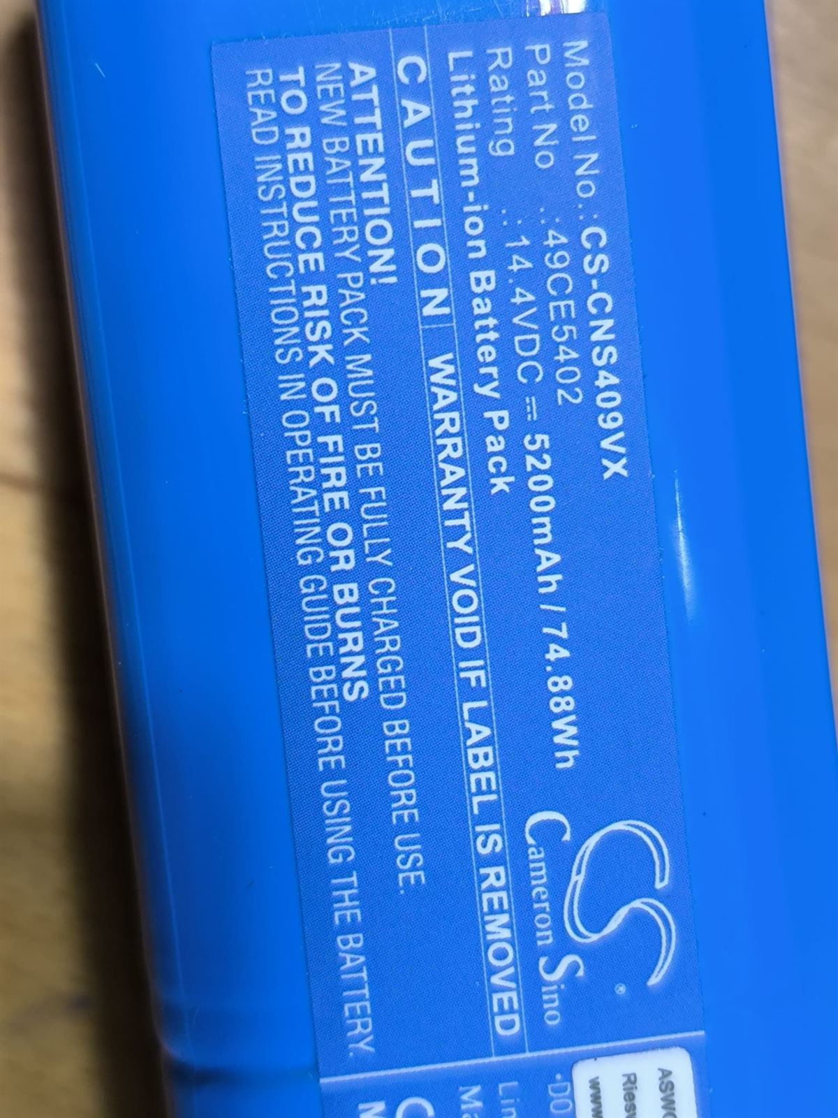 BATERIA ASPIRADOR ROBOT CECOTEC, ALTERNATIVA, 14,4 v, 5200 miliamperes, LI-ION, 132x38x37 mm, X573124 - Imagen 2