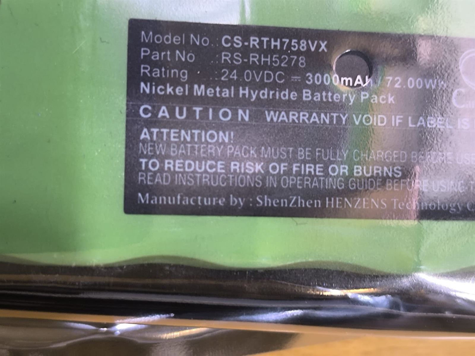 BATERIA ASPIRADORA ROWENTA, 24V, 3000 MILIAMPERES, RECARGABLE,224X46X45, R846460 - Imagen 2