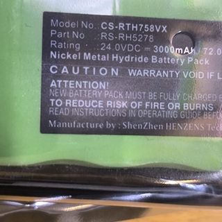 BATERIA ASPIRADORA ROWENTA, 24V, 3000 MILIAMPERES, RECARGABLE,224X46X45, R846460 - Imagen 2