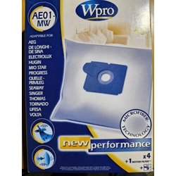 BOLSA ASPIRADOR AEG, DE LONGHI, CAJA 4 BOLSAS + 1 FILTRO, VER FOTO MARCAS MODELOS COMPATIBLES,   AE01-MW - Imagen 1