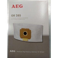 BOLSA ASPIRADOR AEG, ELECTROLUX, ZANUSSI, PAQUETE 4 BOLSAS SINTETICAS+FILTRO MOTOR, RECAMBIO ORIGINAL, GR28S,   9002565423 - Imagen 1