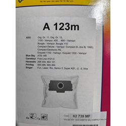 BOLSA ASPIRADOR AEG, PAQUETE 4 BOLSAS+1FILTRO, RECANBIO ALTERNATIVO, GR11, GR13,   62739MF - Imagen 1