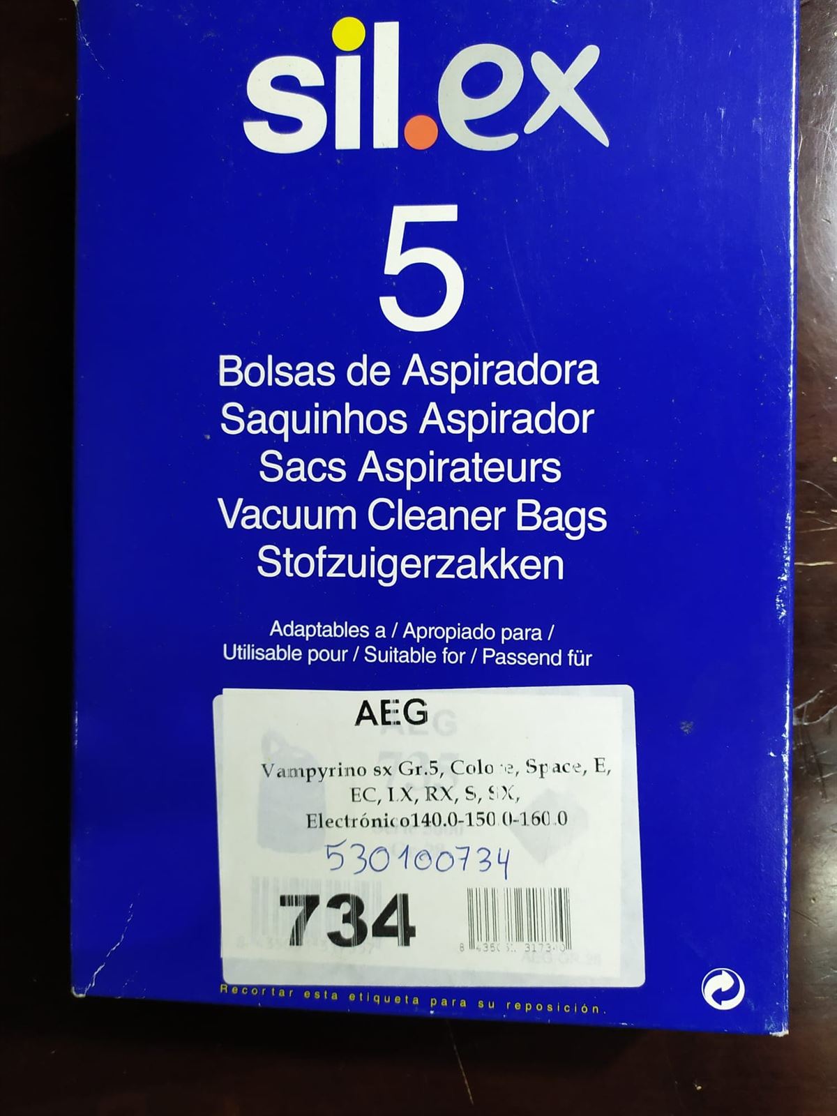 BOLSA ASPIRADOR AEG, PAQUETE 5 BOLSAS, RECAMBIO ALTERNATIVO, BOLSA ASPIRADOR AEG VAMPIRYNO, VER FOTO MODELOS, 530100734 - Imagen 1