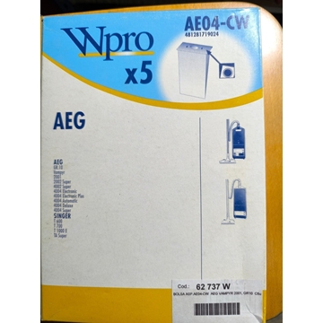 BOLSA ASPIRADOR AEG, TORNADO, CAJA 5 BOLSAS,  GR10, AE04-CW - Imagen 1