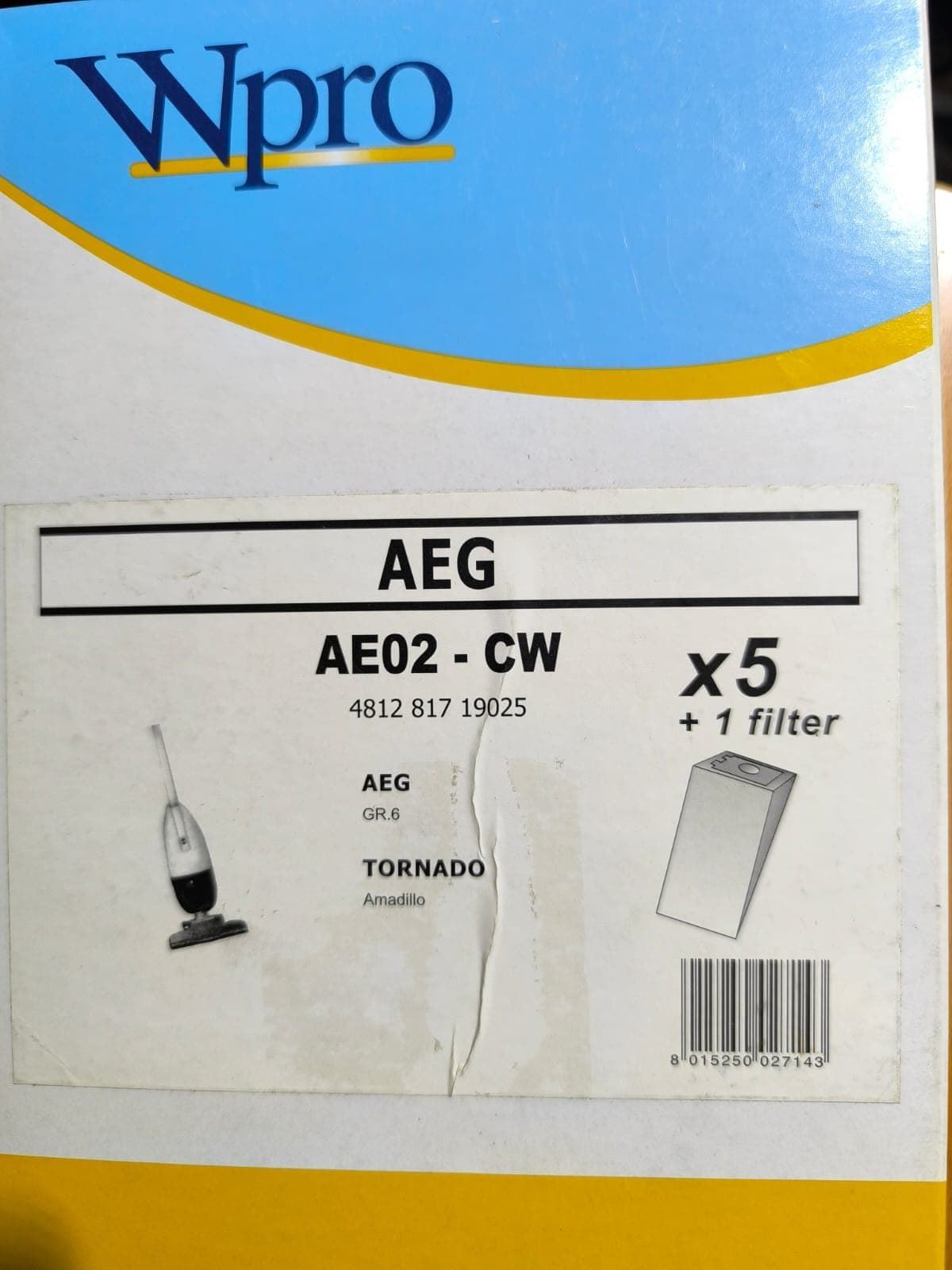 BOLSA ASPIRADOR AEG, TORNADO, GR6,  AE02-CW - Imagen 1