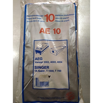 BOLSA ASPIRADOR AEG VAMPYR, SYNGER, PAQUETE 10 BOLSAS, VER FOTO MODELOS MARCAS, RECAMBIO ALTERNATIVO, CARTON DIAMETRO 43 MM, ANCHO 110 MM,  110011, AE10 - Imagen 1