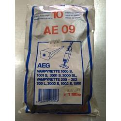 BOLSA ASPIRADOR AEG VAMPYRETTE 1000S, PAQUETE 10 BOLSAS+1FILTRO, RECAMBIO ALTERNATIVO, 110010,   GR9,   AE09 - Imagen 1