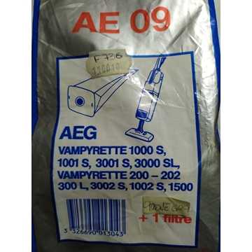 BOLSA ASPIRADOR AEG VAMPYRETTE, FAGOR Y OTRAS MARCAS, VER FOTO MODELOS, CAJA 10 BOLSAS+1FILTRO, 110010 - Imagen 1