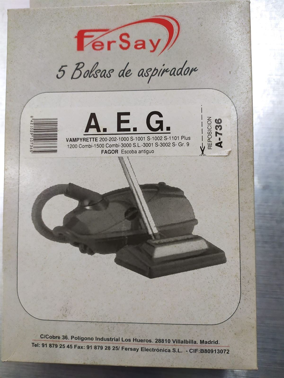 BOLSA ASPIRADOR AEG VAMPYRETTE, FAGOR Y OTRAS MARCAS, VER FOTO MODELOS, CAJA 5 BOLSAS, RECAMBIO ALTERNATIVO,  A736 - Imagen 2