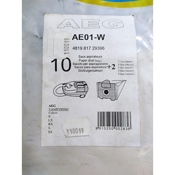 BOLSA ASPIRADOR AEG VAMPYRINO, PAQUETE 10 BOLSAS, RECAMBIO ALTERNATIVO, VER FOTO MODELOS, 110019 - Imagen 2