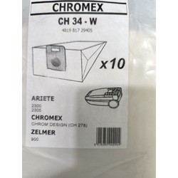 BOLSA ASPIRADOR ARIETE, CHROMEX, ZELMER,  CAJA 10 BOLSAS PAPEL, CARTON 83MM, DIAMETRO 37MM, CH34-W - Imagen 1