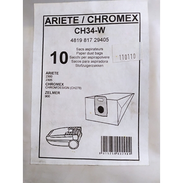 BOLSA ASPIRADOR ARIETE, CHROMEX, ZELMER, PAQUETE 10 BOLSAS PAPEL,   110110,  CH34-W - Imagen 2