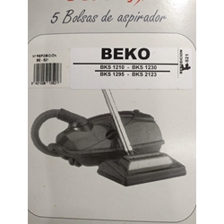 BOLSA ASPIRADOR BEKO BKS1210/1230/1295/2123, PAQUETE 5 BOLSAS, RECAMBIO ALTERNATIVO, KIT 2 PAQUETES,   F-521 - Imagen 1