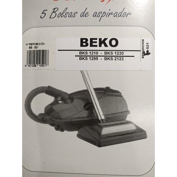 BOLSA ASPIRADOR BEKO BKS1210/1230/1295/2123, PAQUETE 5 BOLSAS, RECAMBIO ALTERNATIVO, KIT 2 PAQUETES,   F-521 - Imagen 1
