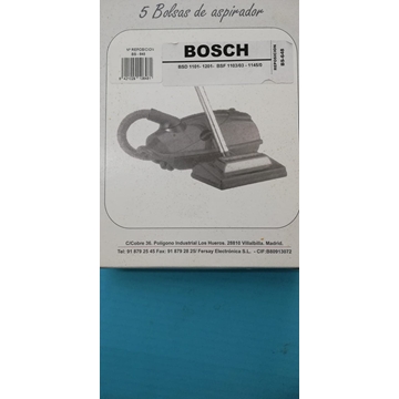 BOLSA ASPIRADOR BOSCH, CAJA 5 BOLSAS, RECAMBIO ALTERNATIVO, VER FOTO MODELOS, BS-648 - Imagen 1
