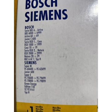 BOLSA ASPIRADOR BOSCH, SIEMENS, CAJA 6 BOLSAS, VER FOT MODELOS, SI201-CW - Imagen 2