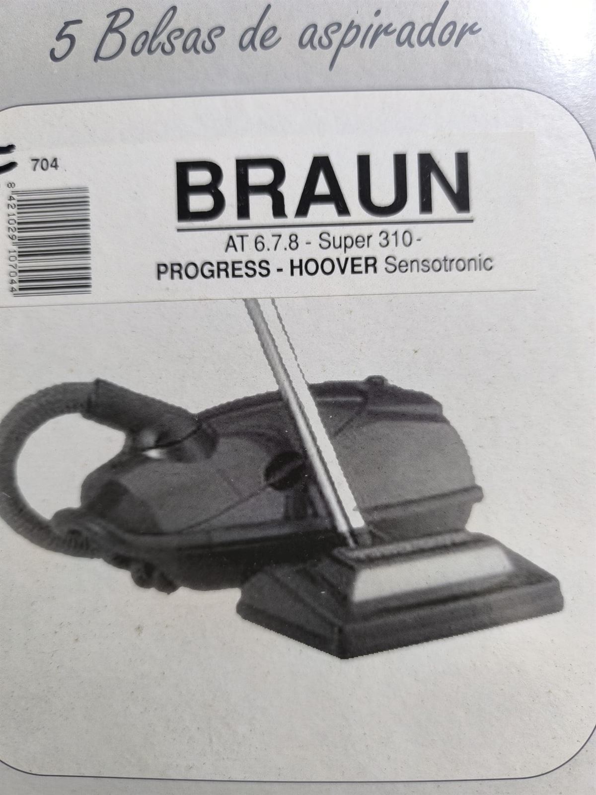 BOLSA ASPIRADOR BRAUN, AT6, AT7, AT8, HOOVER SENSOTRONIC,   F-704 - Imagen 2
