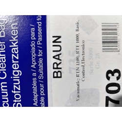 BOLSA ASPIRADOR BRAUN, CAJA 5 BOLSAS PAPEL, CARTON 108/106/97/53MM, VACUMATIC703 - Imagen 2