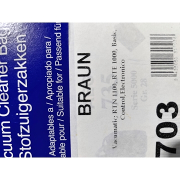 BOLSA ASPIRADOR BRAUN, CAJA 5 BOLSAS PAPEL, CARTON 108/106/97/53MM, VACUMATIC703 - Imagen 2