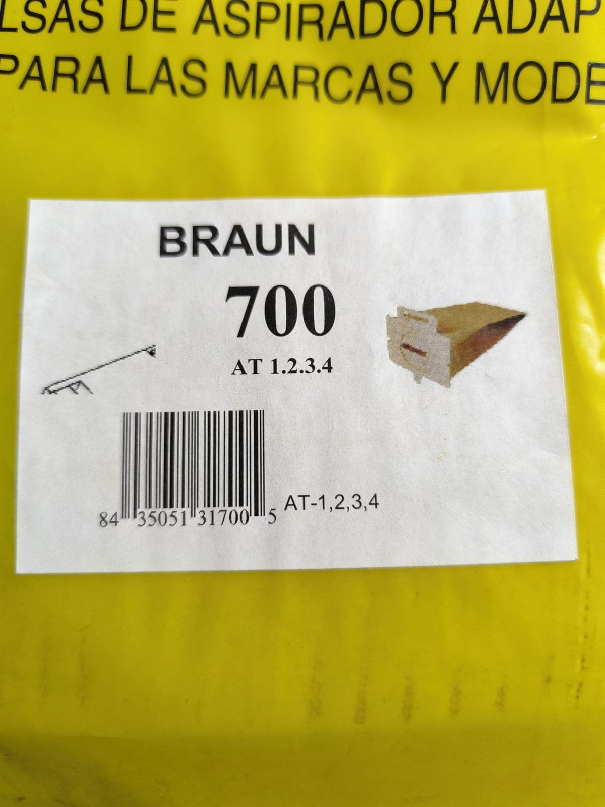 BOLSA ASPIRADOR BRAUN, CAJA 5 BOLSAS PAPEL, CARTON 150/142/125/95/70 MM,  AT1.2.3.4 - Imagen 1