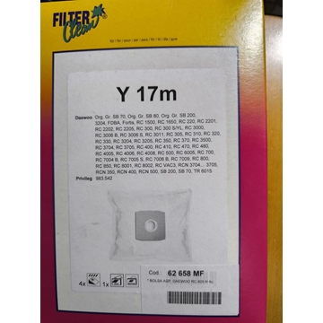 BOLSA ASPIRADOR DAEWOO, CAJA 4 UNIDADES, VER FOTO MODELOS COMPATIBLES, 62658MF - Imagen 1