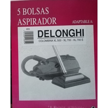 BOLSA ASPIRADOR DELONGHI, CAJA 5 BOLSAS, COLOMBINA XL500, XL700, XL700E,    F-655 - Imagen 2