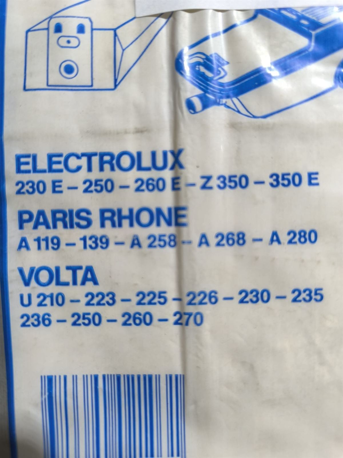 BOLSA ASPIRADOR ELECTROLUX, CAJA 10 BOLSAS PAPEL, VER FOTO MODELOS, CARTON 157/100/41 MM,  62691 - Imagen 2