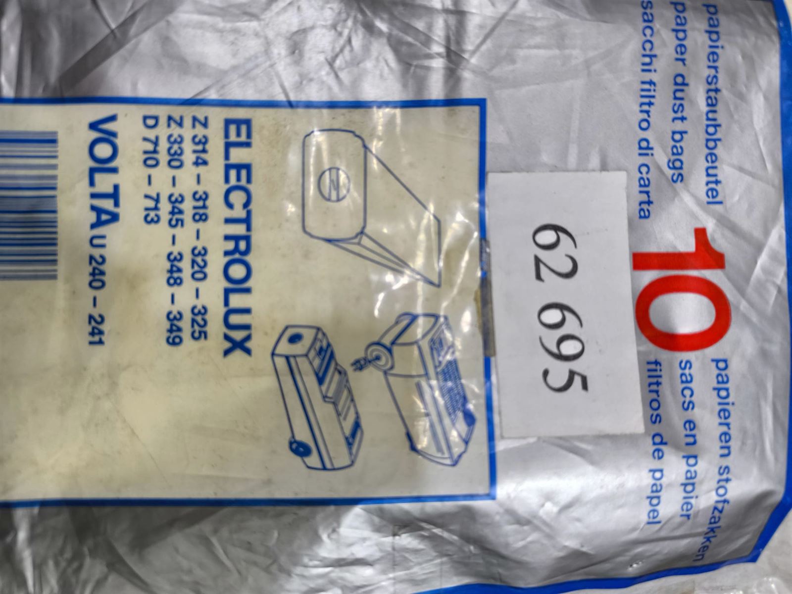 BOLSA ASPIRADOR ELECTROLUX, CAJA 10 BOLSAS PAPEL, VER FOTO MODELOS COMPATIBLES, CARTON 170MM, DIAMETRO 45/50MM,  EL59-CW - Imagen 1