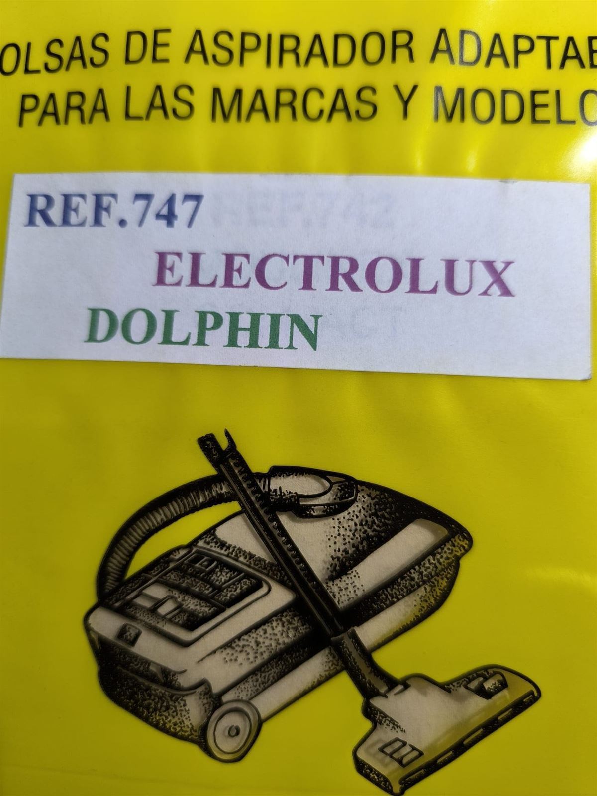 BOLSA ASPIRADOR ELECTROLUX, DOLPHIN, PROGRESS, TORNADO, VER FOTO MODELOS, CAJA 5 BOLSAS PAPEL, CARTON 142MM, DIAMETRO 46MM, KIT DE 2 CAJAS DE 5 BOLSAS CADA UNA, 747 - Imagen 1