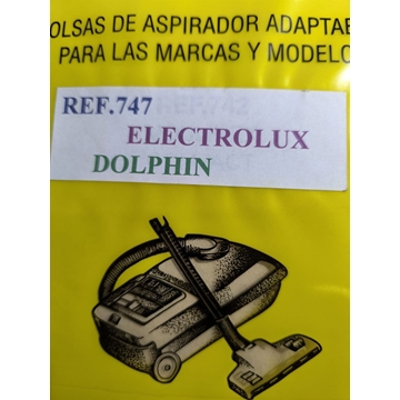 BOLSA ASPIRADOR ELECTROLUX, DOLPHIN, PROGRESS, TORNADO, VER FOTO MODELOS, CAJA 5 BOLSAS PAPEL, CARTON 142MM, DIAMETRO 46MM, KIT DE 2 CAJAS DE 5 BOLSAS CADA UNA, 747 - Imagen 1