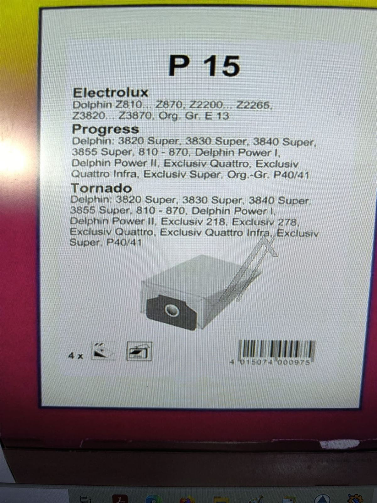 BOLSA ASPIRADOR ELECTROLUX, DOLPHIN, PROGRESS, TORNADO, VER FOTO MODELOS, CAJA 5 BOLSAS PAPEL, CARTON 142MM, DIAMETRO 46MM, KIT DE 2 CAJAS DE 5 BOLSAS CADA UNA, 747 - Imagen 3