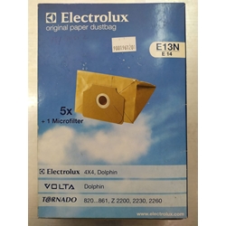 BOLSA ASPIRADOR ELECTROLUX, PAQUETE 5 BOLSAS+FILTRO MOTOR, RECAMBIO ORIGINAL, E13N,  9001961201 - Imagen 1