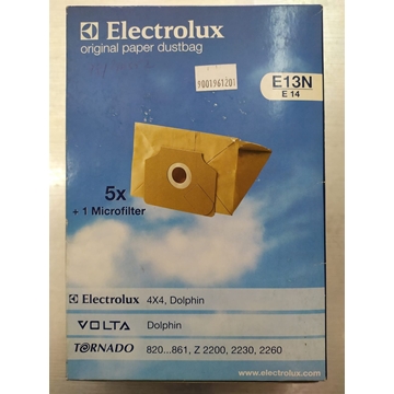 BOLSA ASPIRADOR ELECTROLUX, PAQUETE 5 BOLSAS+FILTRO MOTOR, RECAMBIO ORIGINAL, E13N,  9001961201 - Imagen 1