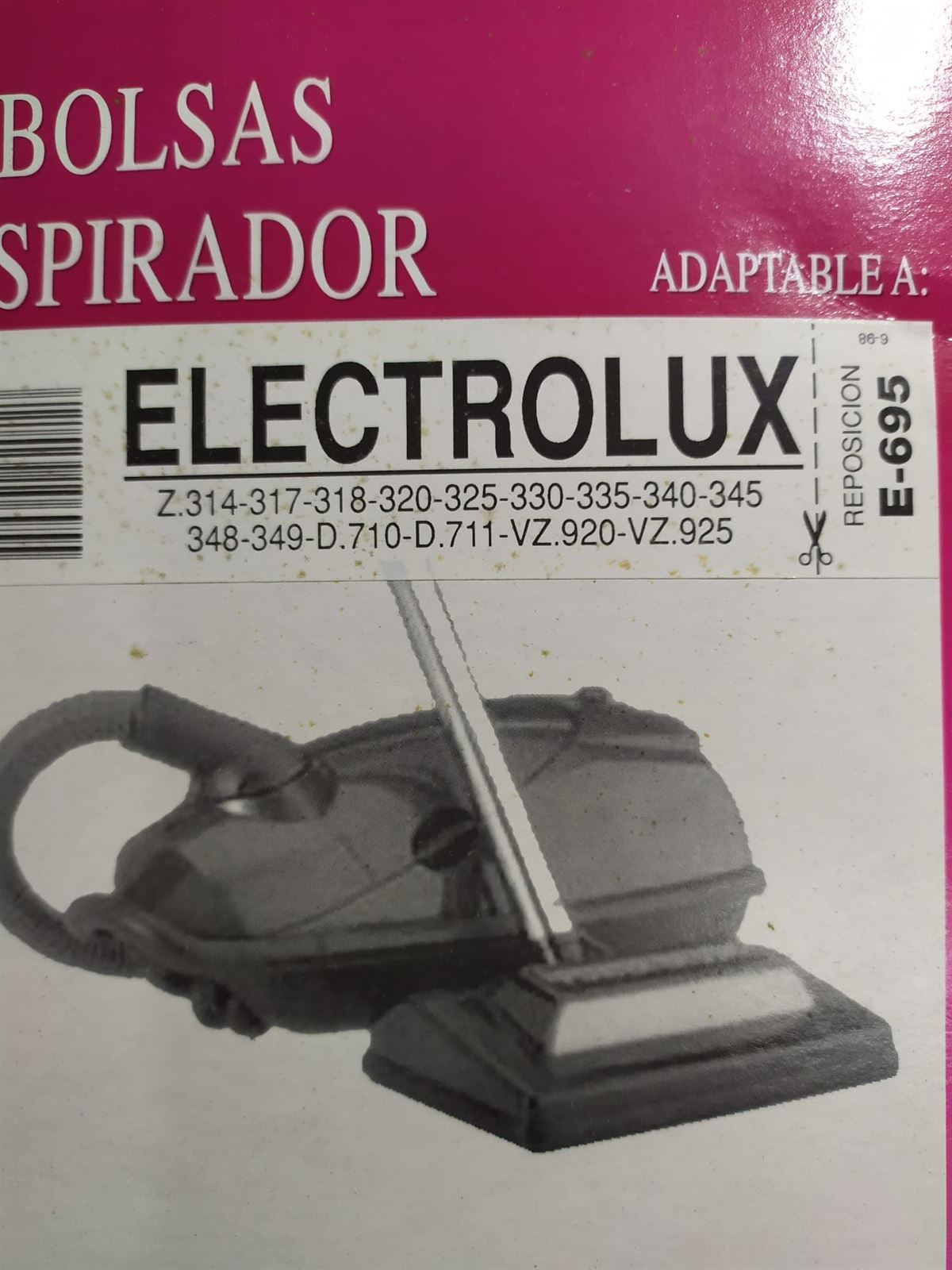 BOLSA ASPIRADOR ELECTROLUX, PAQUETE 5 BOLSAS PAPEL, VER MODELOS FOTO, RECAMBIO ALTERNATIVO, F-695 - Imagen 1