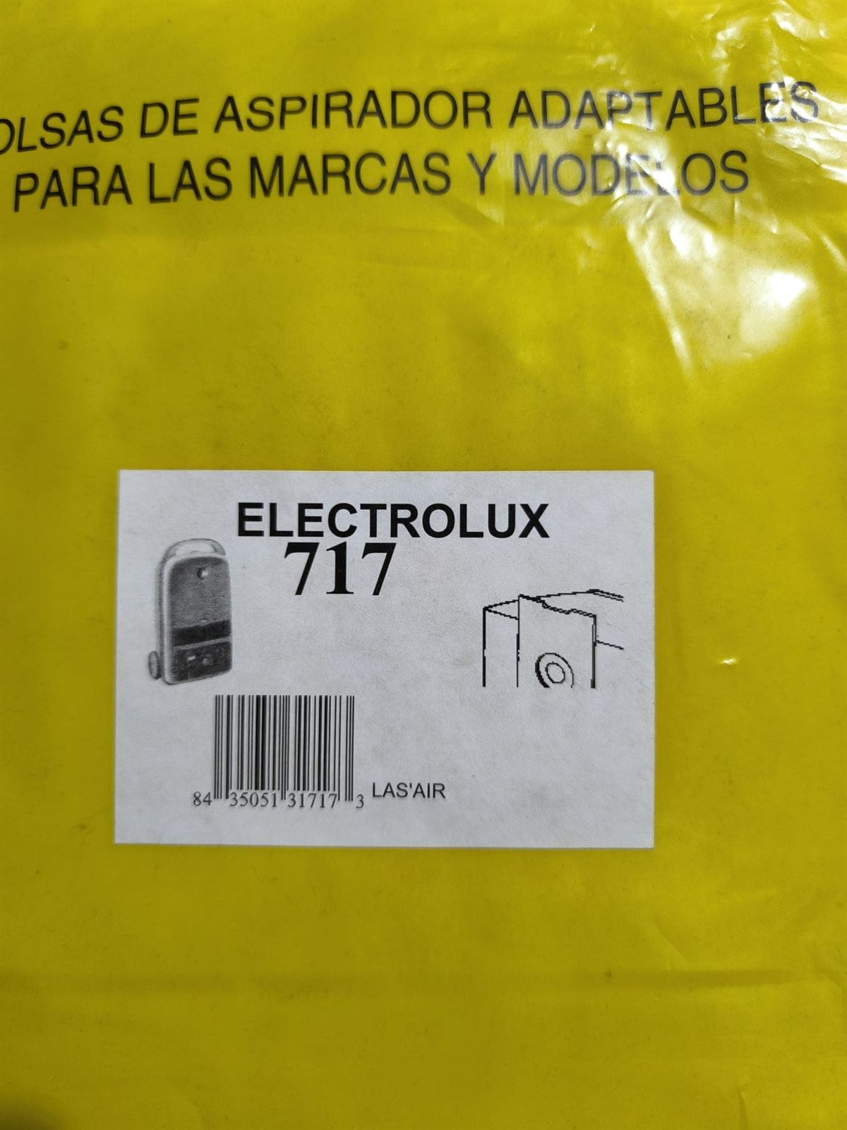 BOLSA ASPIRADOR ELECTROLUX, PAQUETE 5 BOLSAS, VER FOTO MODELOS COMPATIBLES,  9000343120 - Imagen 1