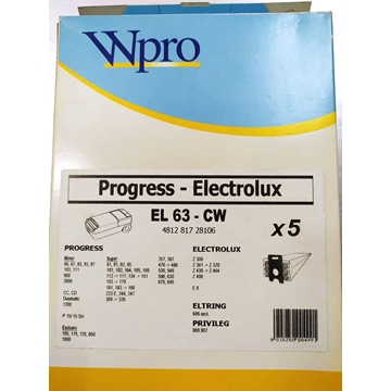 BOLSA ASPIRADOR ELECTROLUX, PROGRESS, VER MODELOS FOTO, PAQUETE 5 BOLSAS, RECAMBIO ALTERNATIVO, EL63CW - Imagen 1