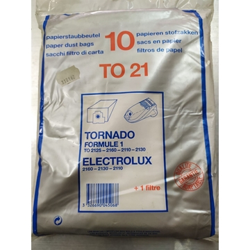 BOLSA ASPIRADOR ELECTROLUX, TORNADO, PAQUETE 10 BOLSAS+FILTRO, RECAMBIO ALTERNATIVO,   110162,  TO21 - Imagen 1