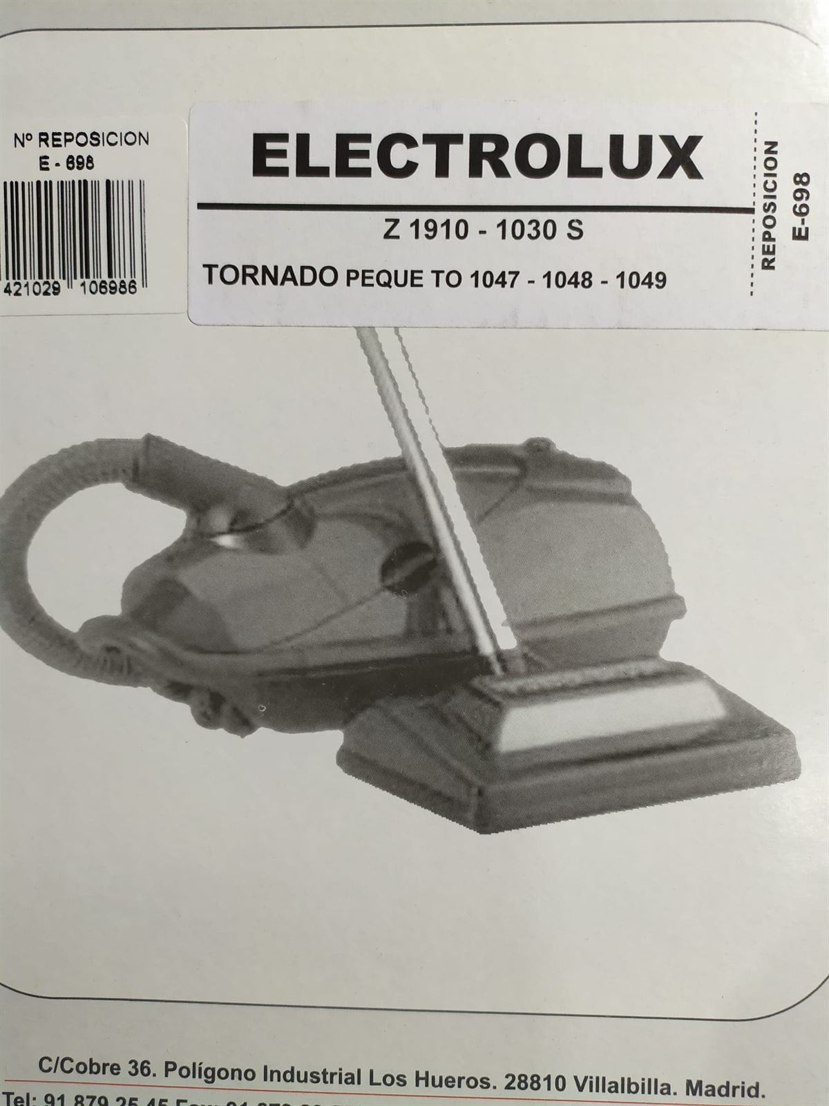 BOLSA ASPIRADOR ELECTROLUX, TORNADO,PAQUETE 5 BOLSAS PAPEL, VER MARCA MODELOS FOTO, RECAMBIO ALTERNATIVO, F-698, 9001955807 - Imagen 1