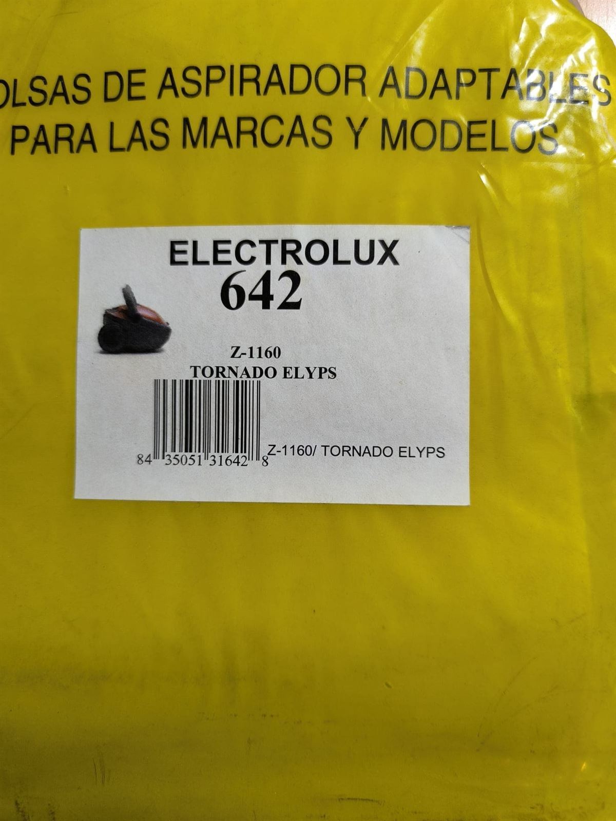 BOLSA ASPIRADOR ELECTROLUX, TORNADO, Z-1160, CAJA 3 BOLSAS PAPEL, 9002565464 - Imagen 1