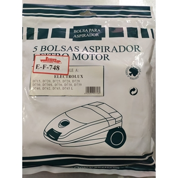BOLSA ASPIRADOR ELECTROLUX, VER MODELOS FOTO, PAQUETE 5 BOLSAS+1FILTRO, RECAMBIO ALTERNATIVO,    E-F-748 - Imagen 1