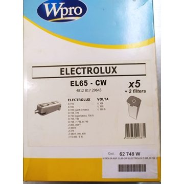 BOLSA ASPIRADOR ELECTROLUX VER MODELOS FOTO, PAQUETE 5 BOLSAS+2FILTRO, RECAMBIO ALTERNATIVO,  EL65CW - Imagen 1