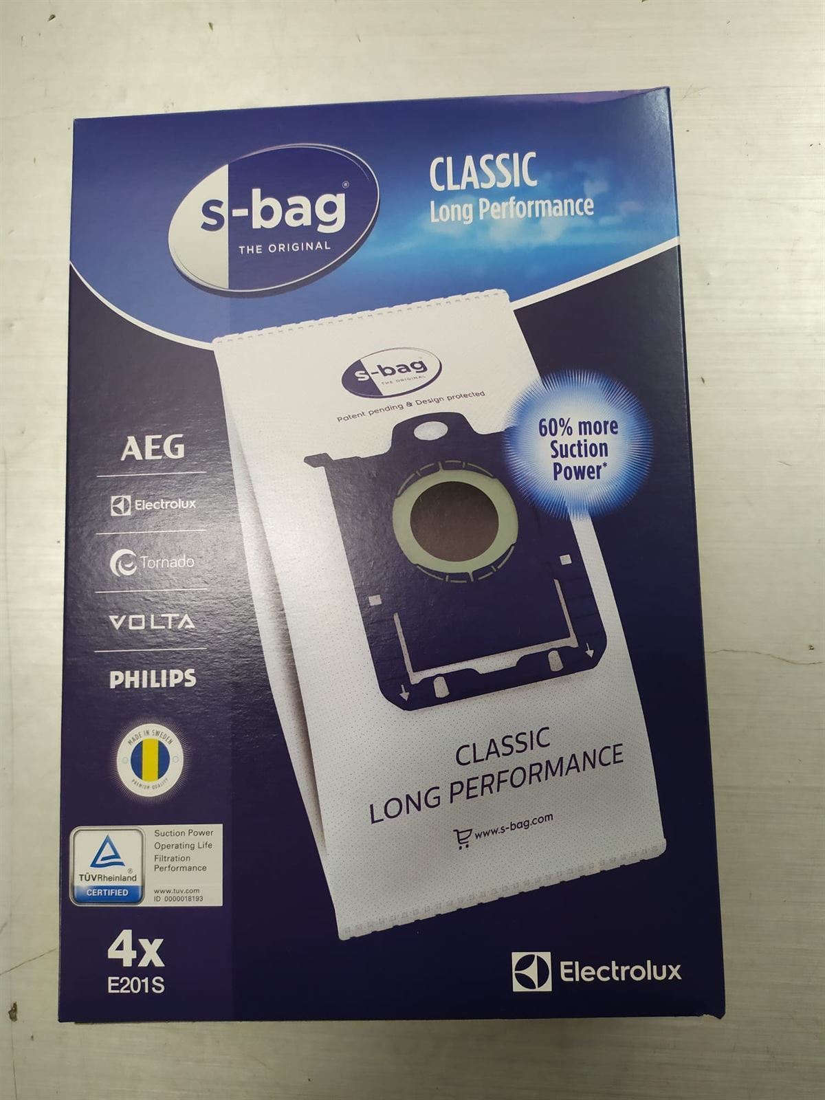 BOLSA ASPIRADOR ELECTROLUX, ZANUSSI, AEG, RECAMBIO ORIGINAL, CAJA 4 BOLSAS, E201S,  9001684589,  9001684746 - Imagen 1