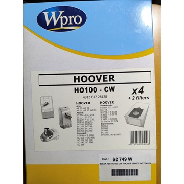 BOLSA ASPIRADOR HOOVER, CAJA 4 BOLSAS+2FILTROS, VER FOTO MODELOS COMPATIBLES, 62749W - Imagen 1