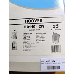 BOLSA ASPIRADOR HOOVER, CAJA 5 BOLSAS +2 FILTROS, VER FOTO MODELOS COMPATIBLES, HO110-CW - Imagen 1