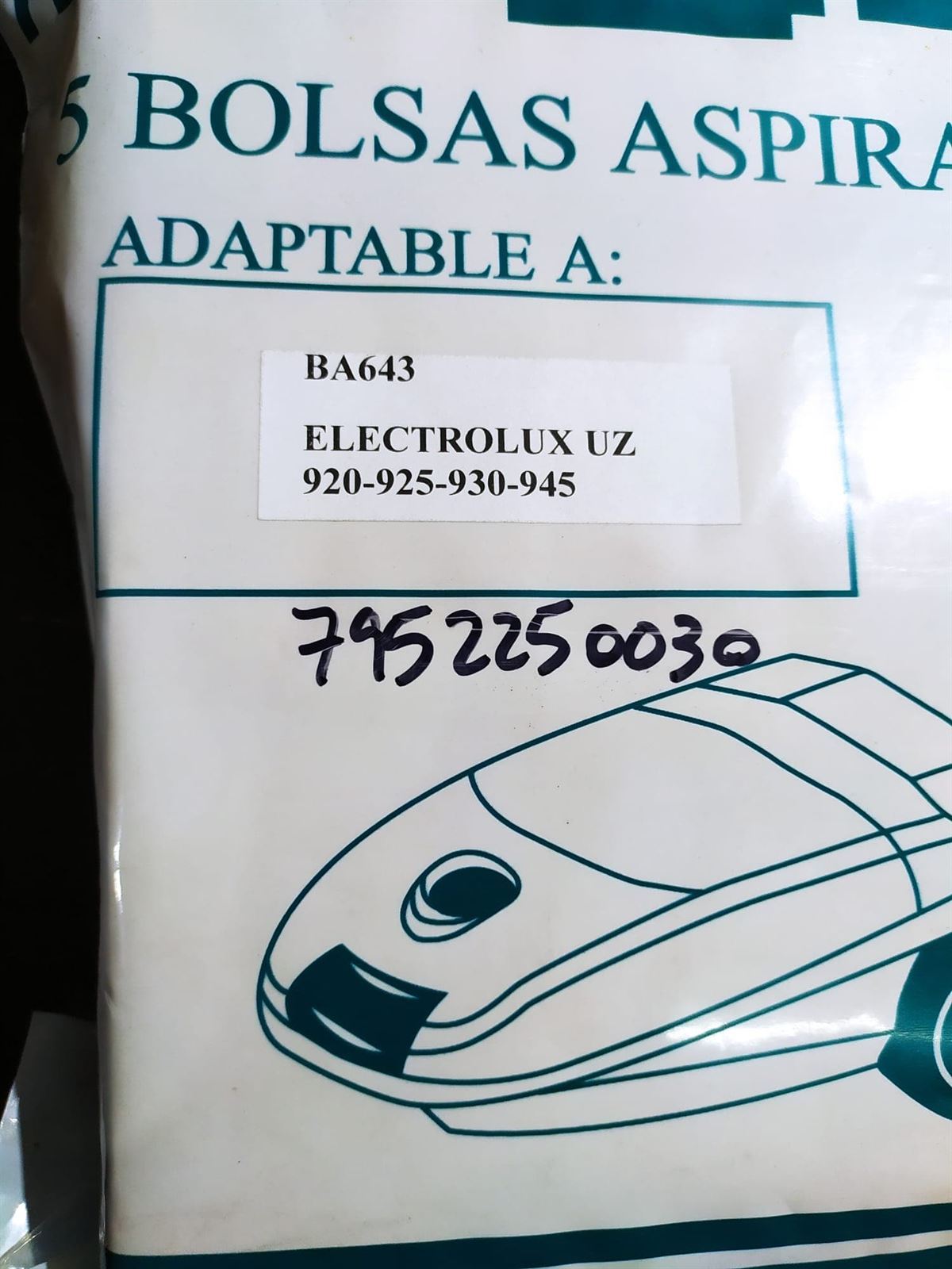 BOLSA ASPIRADOR HOOVER, ELECTROLUX,  VER FOTO MODELOS, LUX, UZ930,  CAJA 5 BOLSAS PAPEL, RECAMBIO ALTERNATIVO,   7952250030 - Imagen 2