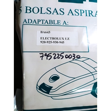 BOLSA ASPIRADOR HOOVER, ELECTROLUX,  VER FOTO MODELOS, LUX, UZ930,  CAJA 5 BOLSAS PAPEL, RECAMBIO ALTERNATIVO,   7952250030 - Imagen 2