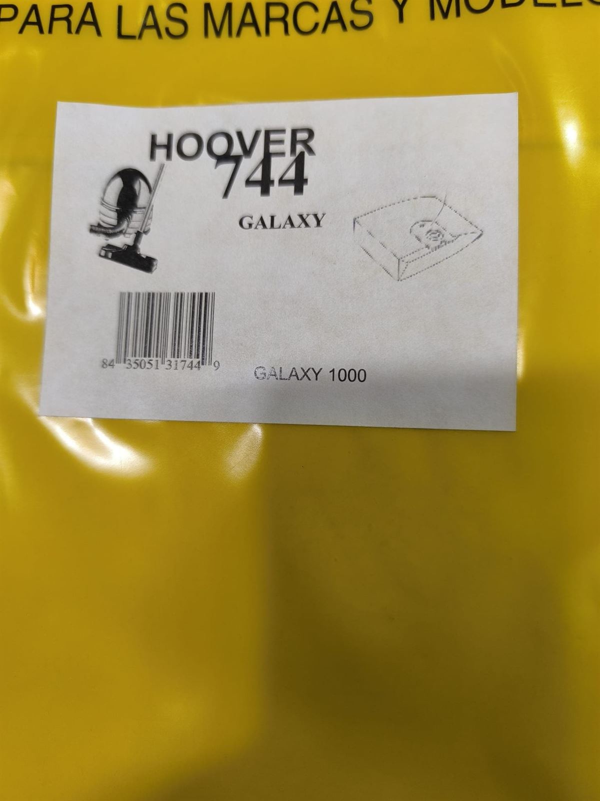 BOLSA ASPIRADOR HOOVER, GALAXI 1000,  PAQUETE 5 BOLSAS PAPEL, CARTON 84 MM, DIAMETRO 40MM, RECANBIO ALTERNATIVO, 744 - Imagen 1