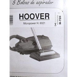 BOLSA ASPIRADOR HOOVER, MICROPOWER H6021, CAJA 5 BOLSAS PAPEL,     F-726 - Imagen 1