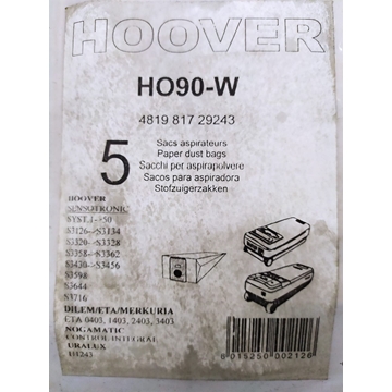 BOLSA ASPIRADOR HOOVER, VER FOTO MODELOS, CAJA 5 BOLSAS PAPEL, RECAMBIO ALTERNATIVO, 110232 - Imagen 1